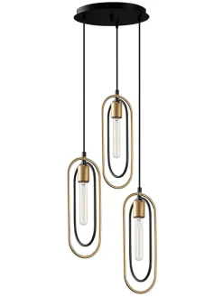 Opviq Decken- & Hängeleuchten<Hängeleuchte "Cerco" in Schwarz/ Gold - Ø 38 cm