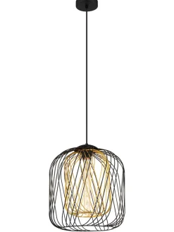 Globo lighting Decken- & Hängeleuchten<Hängeleuchte "Dichti" in Schwarz/ Gold - (H)150 x Ø 35 cm