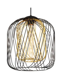 Globo lighting Decken- & Hängeleuchten<Hängeleuchte "Dichti" in Schwarz/ Gold - (H)150 x Ø 35 cm