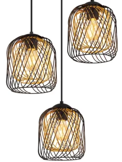 Globo lighting Decken- & Hängeleuchten<Hängeleuchte "Dichti" in Schwarz/ Gold - (H)150 x Ø 39,4 cm
