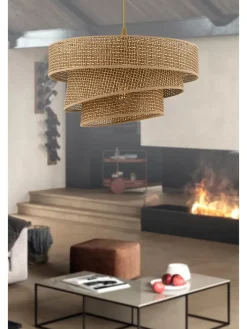 ABERTO DESIGN Decken- & Hängeleuchten<Hängeleuchte in Beige/ Gold - Ø 40 cm