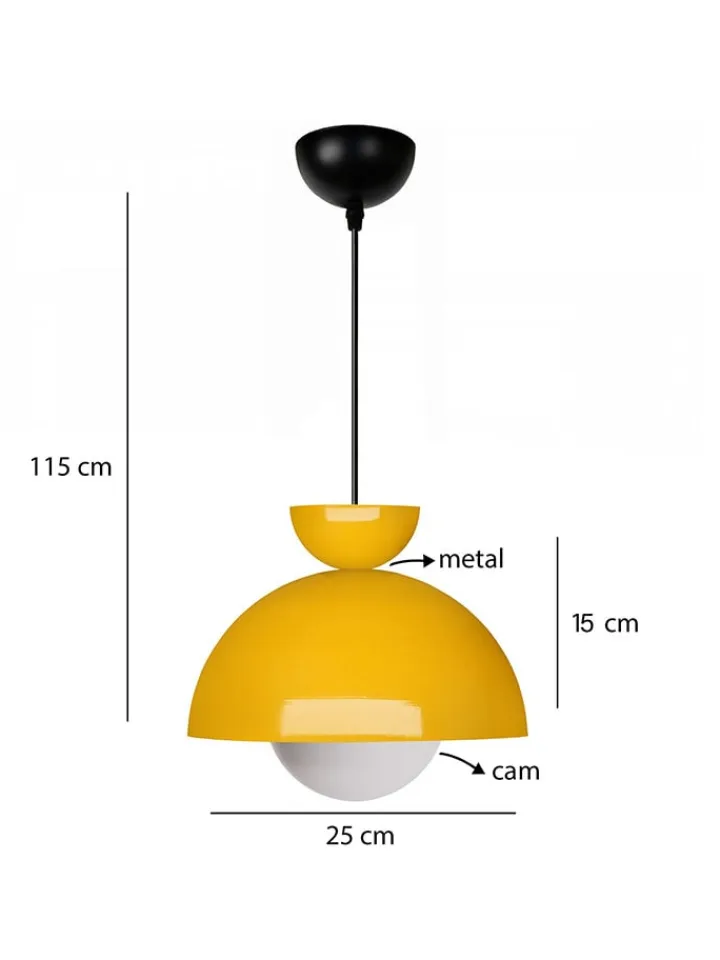ABERTO DESIGN Decken- & Hängeleuchten<Hängeleuchte in Gelb - (H)15 x Ø 25 cm
