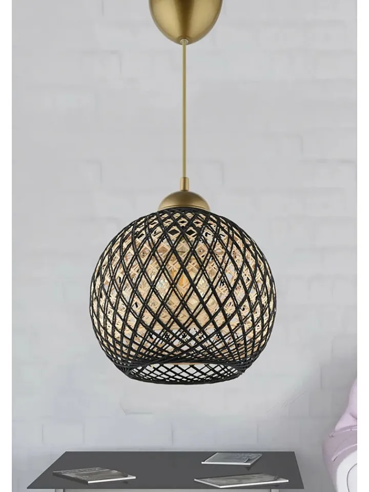 Opviq Decken- & Hängeleuchten<Hängeleuchte in Gold/ Schwarz - (B)22 x (H)54 x (T)20 cm