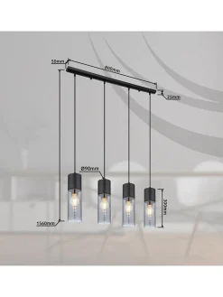 Globo lighting Decken- & Hängeleuchten<Hängeleuchte in Schwarz - (L)80 x (B)9 x (H)156 cm