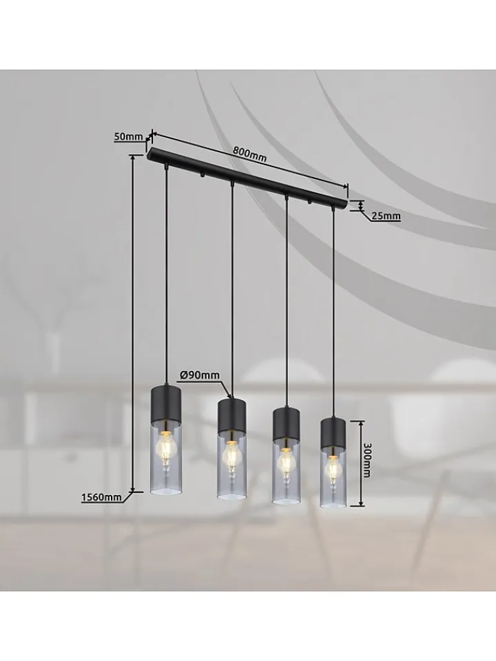 Globo lighting Decken- & Hängeleuchten<Hängeleuchte in Schwarz - (L)80 x (B)9 x (H)156 cm