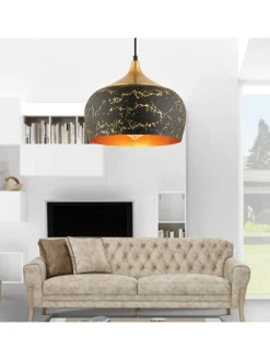 ABERTO DESIGN Decken- & Hängeleuchten<Hängeleuchte in Schwarz/ Gold - Ø 30 cm