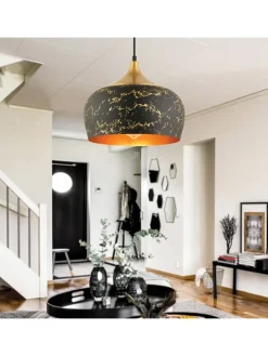 ABERTO DESIGN Decken- & Hängeleuchten<Hängeleuchte in Schwarz/ Gold - Ø 30 cm