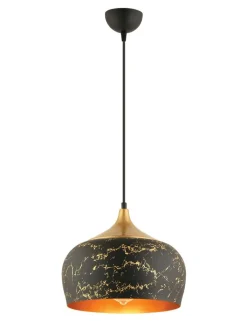 ABERTO DESIGN Decken- & Hängeleuchten<Hängeleuchte in Schwarz/ Gold - Ø 30 cm