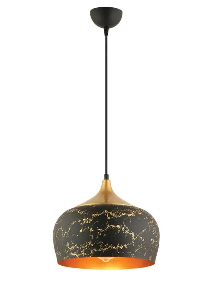 ABERTO DESIGN Decken- & Hängeleuchten<Hängeleuchte in Schwarz/ Gold - Ø 30 cm