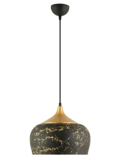 ABERTO DESIGN Decken- & Hängeleuchten<Hängeleuchte in Schwarz/ Gold - Ø 30 cm