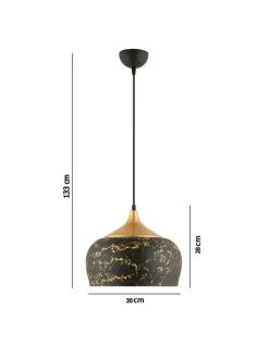 ABERTO DESIGN Decken- & Hängeleuchten<Hängeleuchte in Schwarz/ Gold - Ø 30 cm