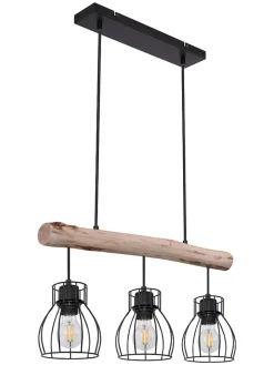 Globo lighting Decken- & Hängeleuchten<Hängeleuchte in Schwarz/ Hellbraun - (L)60 x (B)13,5 x (H)140 cm