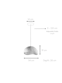 Opviq Decken- & Hängeleuchten<Hängeleuchte in Weiß - Ø 34 cm