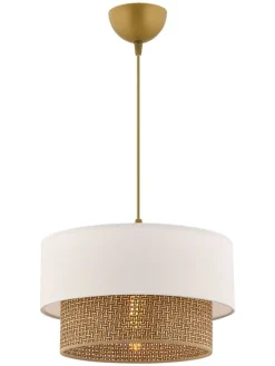 ABERTO DESIGN Decken- & Hängeleuchten<Hängeleuchte in Weiß/ Beige - (H)65 x Ø 30 cm