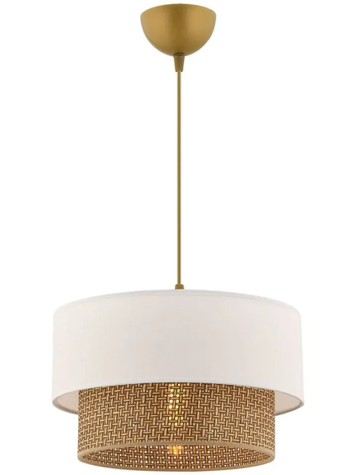 ABERTO DESIGN Decken- & Hängeleuchten<Hängeleuchte in Weiß/ Beige - (H)65 x Ø 30 cm
