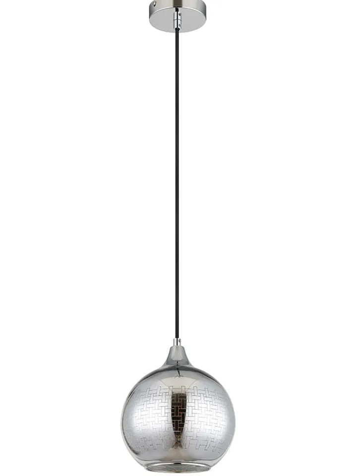 Globo lighting Decken- & Hängeleuchten<Hängeleuchte "Lourdes" in Schwarz/ Silber - (H)131 x Ø 25 cm