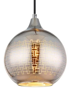 Globo lighting Decken- & Hängeleuchten<Hängeleuchte "Lourdes" in Schwarz/ Silber - (H)131 x Ø 25 cm