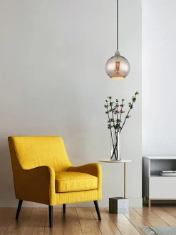 Globo lighting Decken- & Hängeleuchten<Hängeleuchte "Lourdes" in Schwarz/ Silber - (H)131 x Ø 25 cm