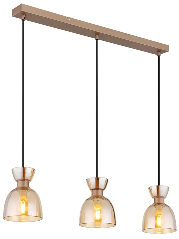 Globo lighting Decken- & Hängeleuchten<Hängeleuchte "Massey" in Hellbraun - (H)65 x (H)120 x (T)13 cm