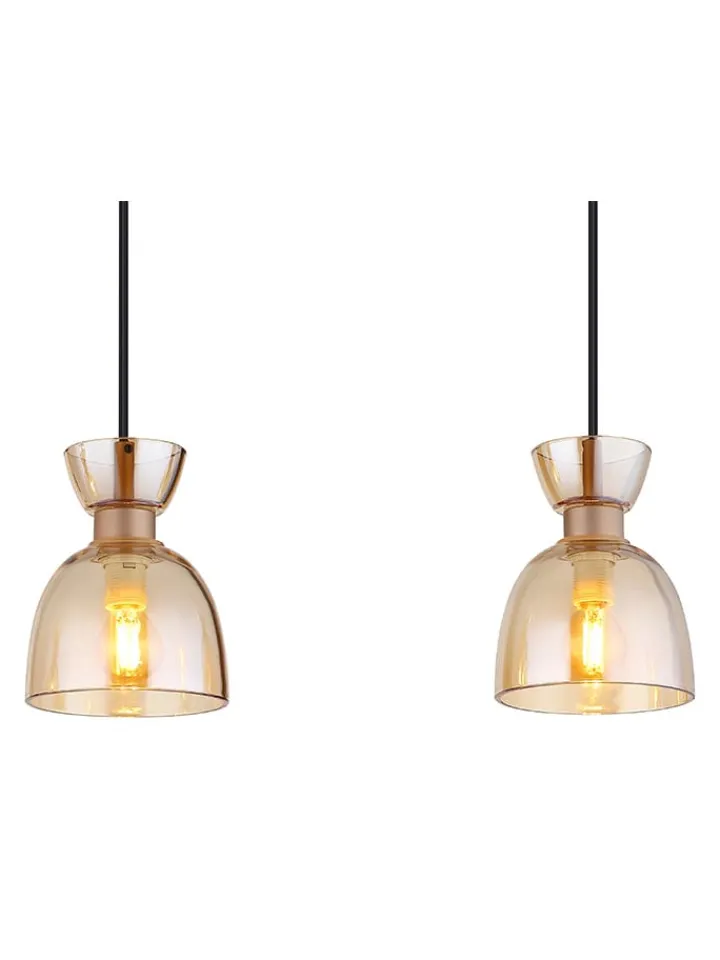 Globo lighting Decken- & Hängeleuchten<Hängeleuchte "Massey" in Hellbraun - (H)65 x (H)120 x (T)13 cm