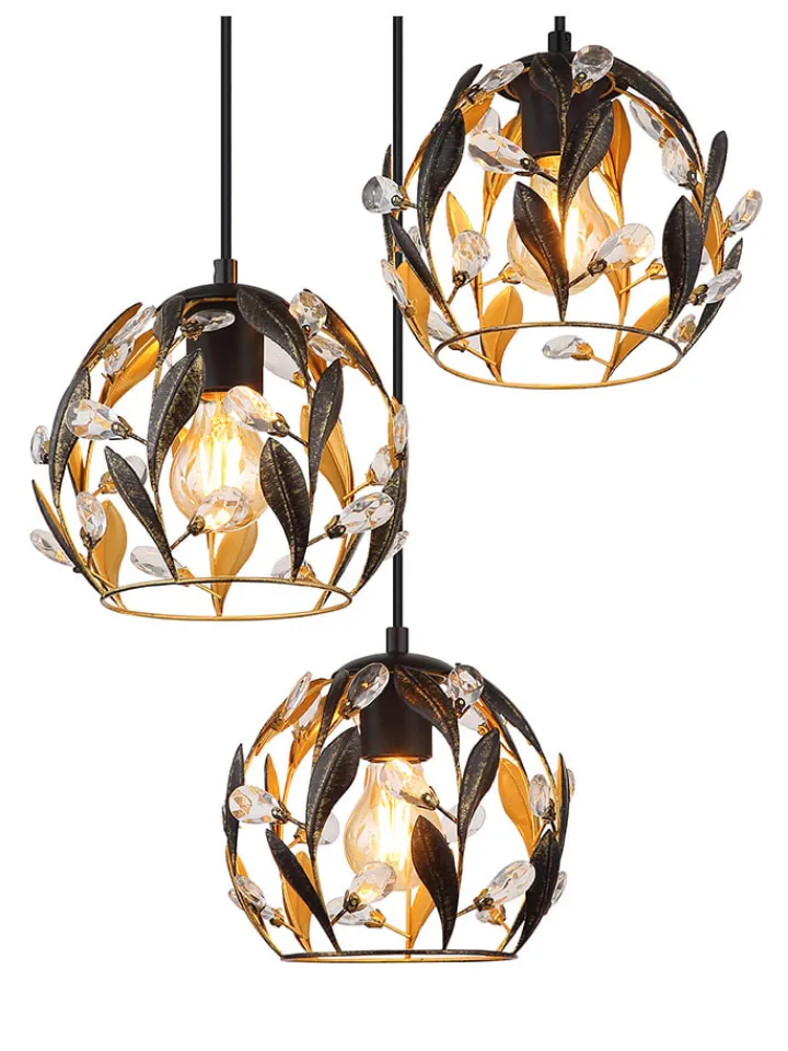 Globo lighting Decken- & Hängeleuchten<Hängeleuchte "Mika" in Gold/ Schwarz - (H)150 cm