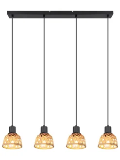 Globo lighting Decken- & Hängeleuchten<Hängeleuchte "Wenna" in Schwarz/ Hellbraun - (B)72 x (H)120 x (T)13 cm