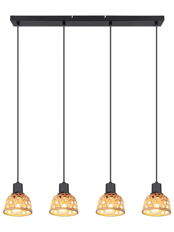 Globo lighting Decken- & Hängeleuchten<Hängeleuchte "Wenna" in Schwarz/ Hellbraun - (B)72 x (H)120 x (T)13 cm