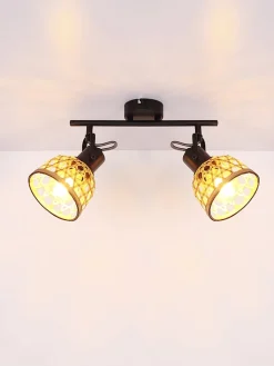 Globo lighting Decken- & Hängeleuchten<Hängeleuchte "Wenna" in Schwarz/ Hellbraun - (B)72 x (H)120 x (T)13 cm