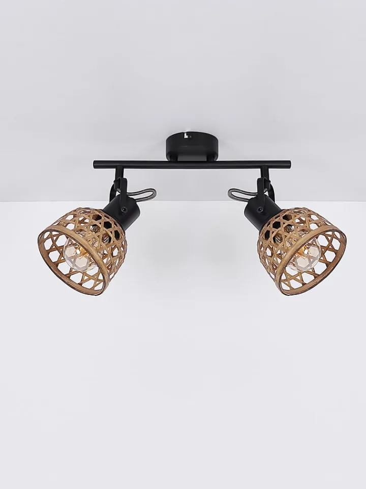 Globo lighting Decken- & Hängeleuchten<Hängeleuchte "Wenna" in Schwarz/ Hellbraun - (B)72 x (H)120 x (T)13 cm