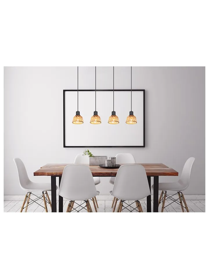 Globo lighting Decken- & Hängeleuchten<Hängeleuchte "Wenna" in Schwarz/ Hellbraun - (B)72 x (H)120 x (T)13 cm