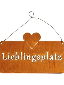POSIWIO Wanddekoration<Hängeschild ''Lieblingsplatz'' in Orange - (L)16 x (B)25 cm