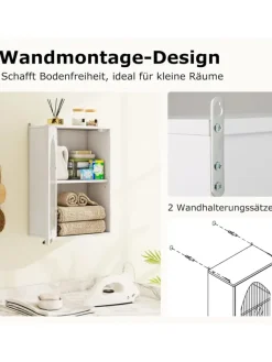 COSTWAY Badmöbel<Hängeschrank Bad in Weiß