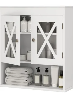 COSTWAY Badezimmermöbel|Badmöbel<Hängeschrank Badezimmer in Weiß