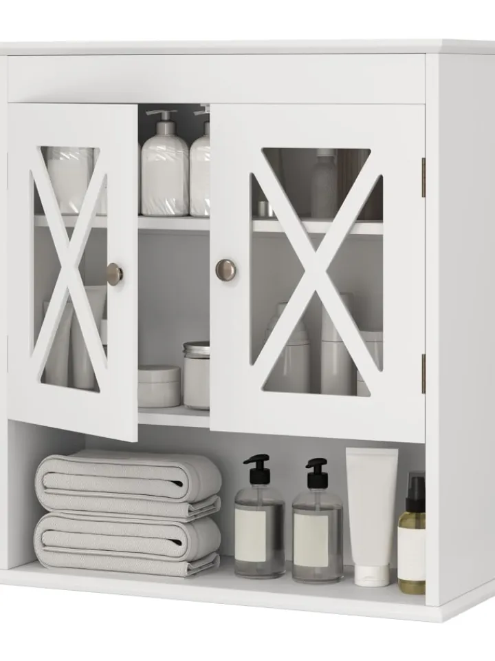 COSTWAY Badezimmermöbel|Badmöbel<Hängeschrank Badezimmer in Weiß