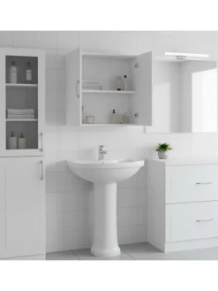 relaxdays Badmöbel|Badezimmermöbel<Hängeschrank in Weiß - (B)60 x (H)60 x (T)30 cm