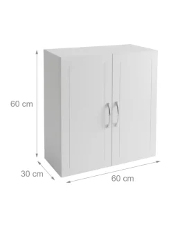 relaxdays Badmöbel|Badezimmermöbel<Hängeschrank in Weiß - (B)60 x (H)60 x (T)30 cm