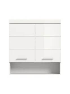 xonox.home Badmöbel<Hängeschrank in weiß/weiß hochglanz - (B) 74 x (H) 79 x (T) 24