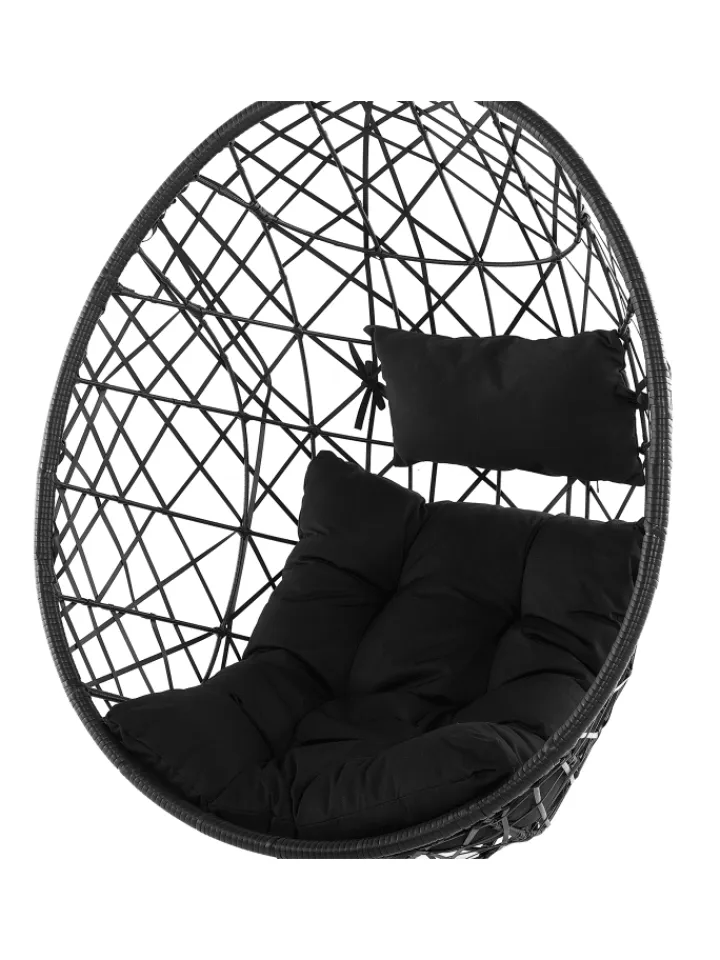 Beliani Gartenmöbel<Hängesessel ALATRI in Schwarz/Grau - (W) 94 x (H) 108 x (L) 96 cm