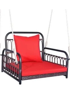 COSTWAY Gartenmöbel<Hängesessel 180kg belastbar in Rot