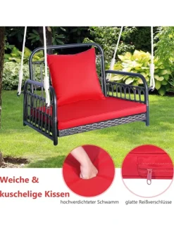 COSTWAY Gartenmöbel<Hängesessel 180kg belastbar in Rot