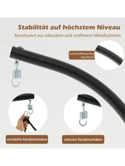 COSTWAY Gartenmöbel<Hängesessel mit Gestell & Aufhängegurt bis 150kg in Grau