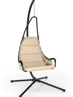 COSTWAY Gartenmöbel<Hängesessel mit Gestell in Beige