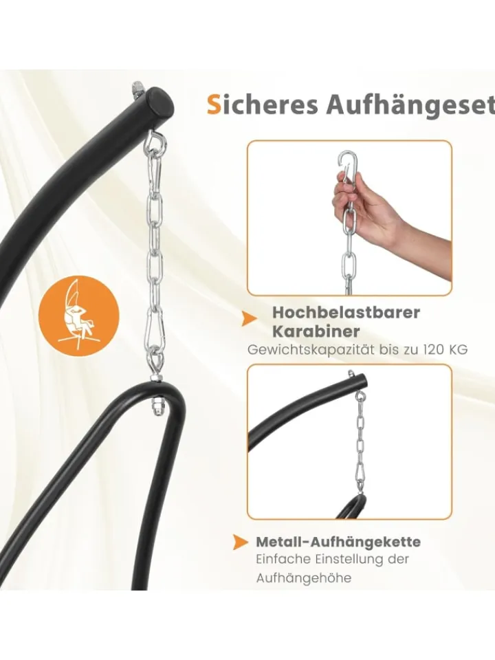 COSTWAY Gartenmöbel<Hängesessel mit Gestell in Beige