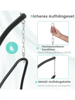 COSTWAY Gartenmöbel<Hängesessel mit Gestell in Grau