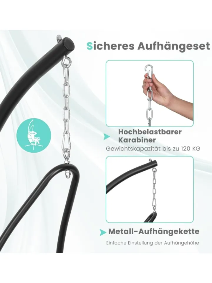 COSTWAY Gartenmöbel<Hängesessel mit Gestell in Grau