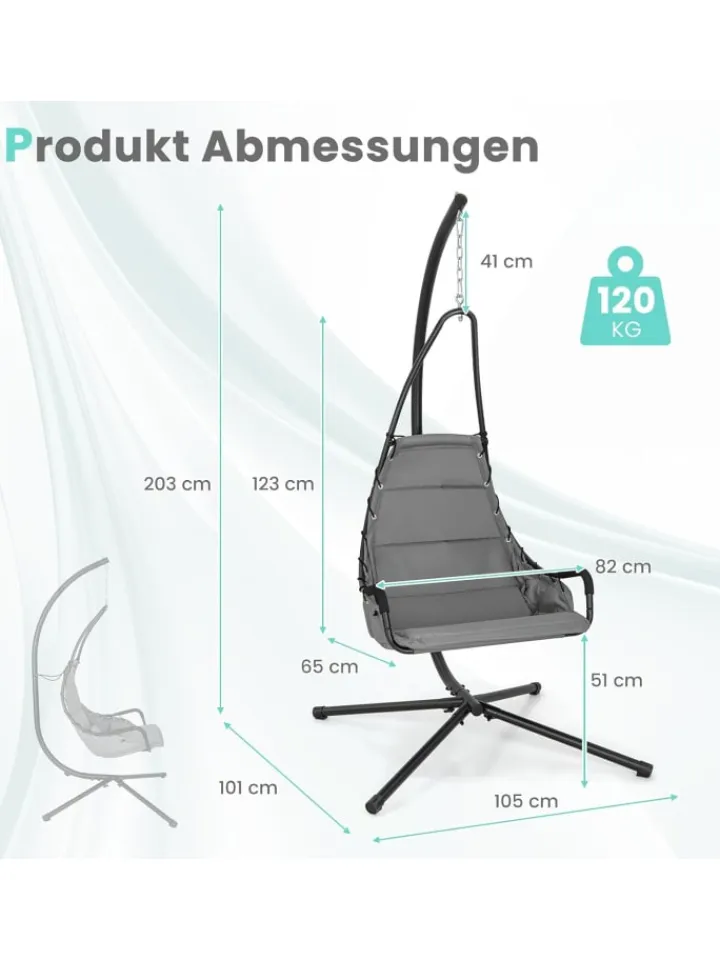 COSTWAY Gartenmöbel<Hängesessel mit Gestell in Grau