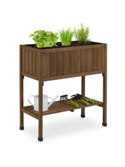 relaxdays Pflanzen & Zubehör<Hochbeet in Braun - (B)74 x (H)80 x (T)38 cm