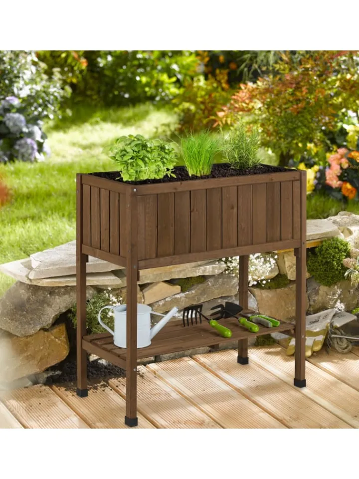 relaxdays Pflanzen & Zubehör<Hochbeet in Braun - (B)74 x (H)80 x (T)38 cm