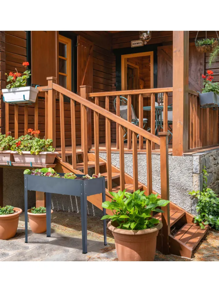 relaxdays Pflanzen & Zubehör<Hochbeet in Grau - (B)86 x (H)80 x (T)40,5 cm