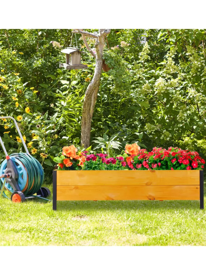 relaxdays Pflanzen & Zubehör<Hochbeet in Natur - (B)118 x (H)32,5 x (T)35 cm
